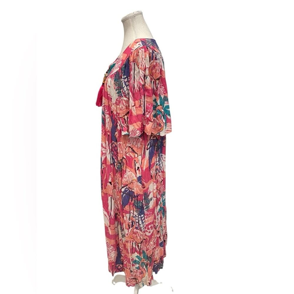 Go Softly Patio Floral Crinkle Midi Dress Women’s XL - Picture 4 of 11